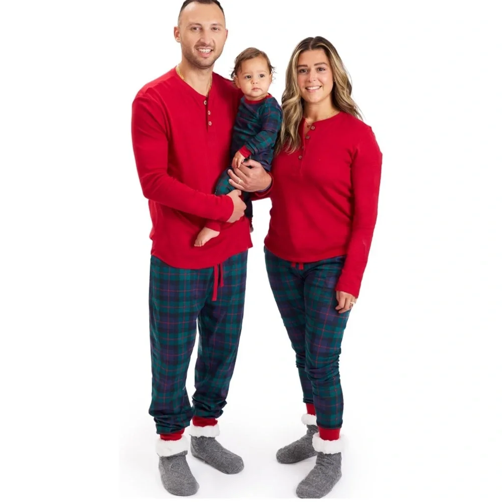 HONEST BABY CO Toddler Christmas Holiday Pajamas, Black Watch Plaid, 3T (2 sets)